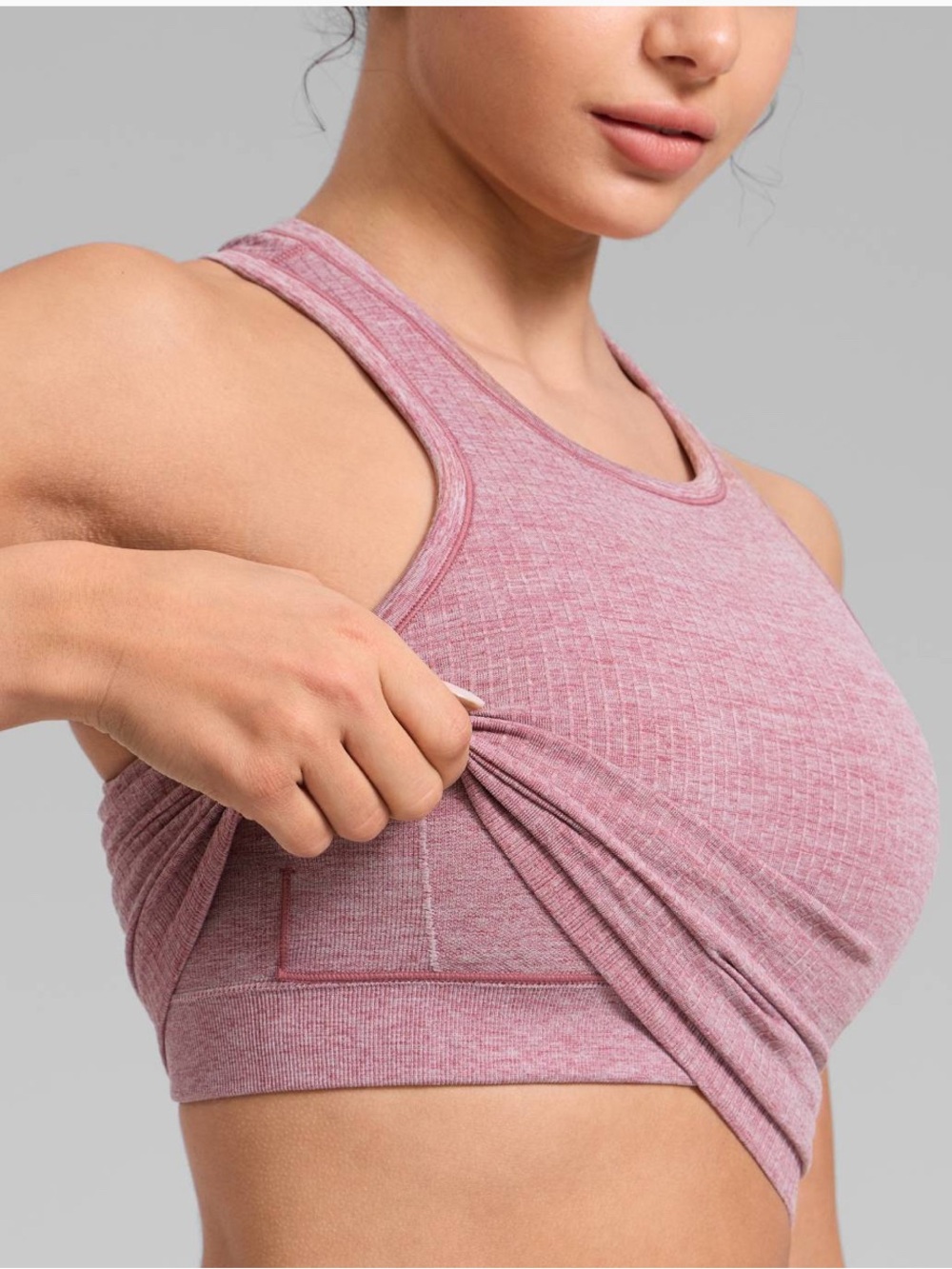CRZ YOGA Mauve Ribbed Racerback Tank Top